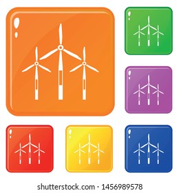 Wind generator turbines icons set collection vector 6 color isolated on white background
