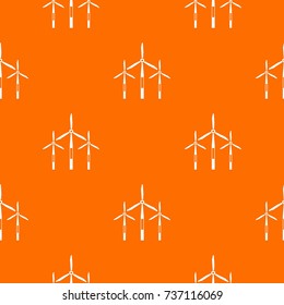 Wind generator turbines pattern repeat seamless in orange color for any design. Vector geometric illustration