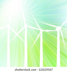 Wind generator vector background with light sun burst
