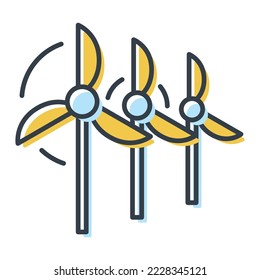 Wind generators icon, alternative energy source. Vector isolated illustration, ecology conservation concept.