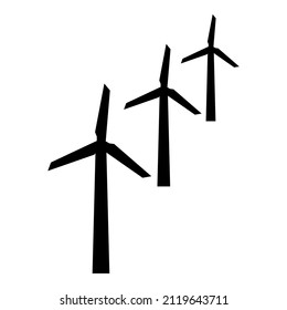 Windgeneratoren Turbinenleistung Windmill Clean Energy Konzept Symbol schwarze Vektorgrafik flach