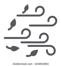 Wind glyph icon, weather and climate, windy sign, vector graphics, a solid pattern on a white background, eps 10.