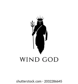 Wind God Logo Vector. Mighty Greek Roman God Logo Design.