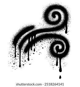 Wind graffiti with black spray paint. vector illustration.
