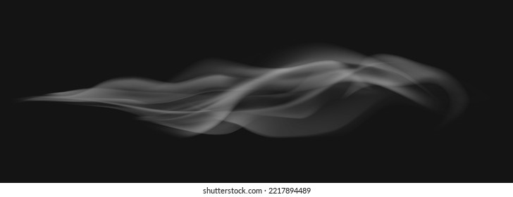 Wind gust or blowing, isolated smoke or vapor, fumes or fog cloud. Air current, gale or storm, weather conditions. Vector in realistic style illustration