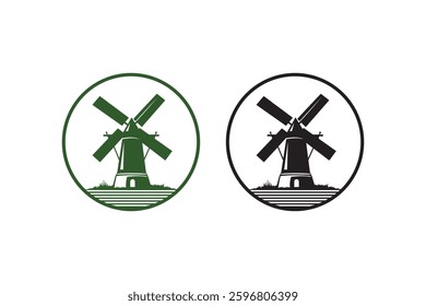 Wind house silhouettes with white background