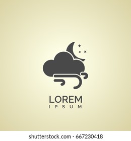 wind icon background moon
