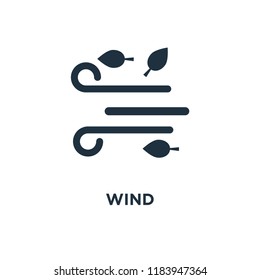 Wind icon. Black filled vector illustration. Wind symbol on white background. Can be used in web and mobile.
