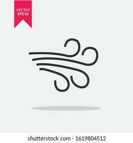 Wind icon blowing with shadow weather icon vector spring season