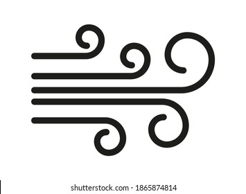 Wind icon isolated. Wave swirl weather vector simple symbol on white bakcground