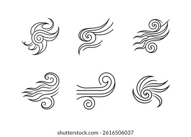 wind icon line art vector illustration