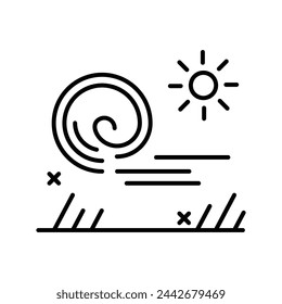 Plantilla de diseño de línea de icono de viento aislada