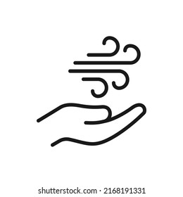 Icono de viento con estilo de línea manual aislado. Ilustración del vector