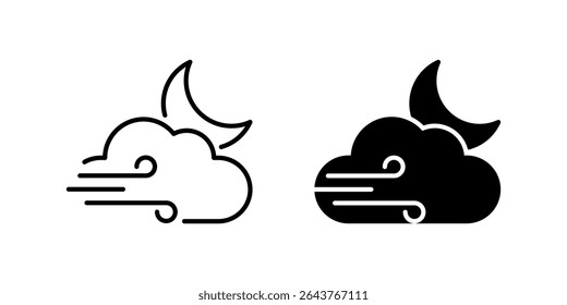 Wind Icon Set. A black icon of wind, representing air movement.