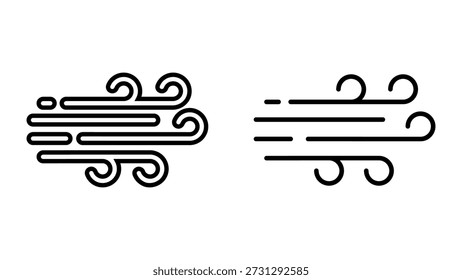 Wind icon set. ideal for weather forecasts, nature themes, or minimalist designs. Perfect for conveying a sense of movement, breeze, or the natural power of the wind.