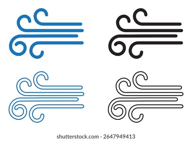 Wind icon set. Wind solid and line icons. vector illustration. eps file.