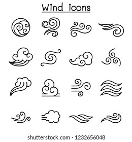 Wind icon set in thin line style