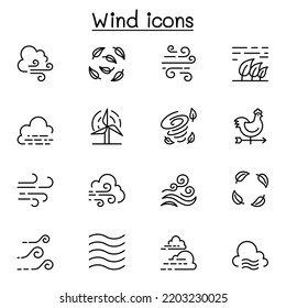 Wind icon set in thin line style