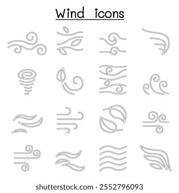 Wind icon set in thin line style