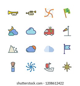 wind icon set. vector set about cloud, cloudy, wind rose and flag icons set.
