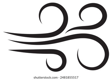 Wind icon set. Winds vector icons set. Wind air movement for weather and forecast symbol. Contains sign of storm, tornado, and breeze. Design graphic in outline style illustration.
