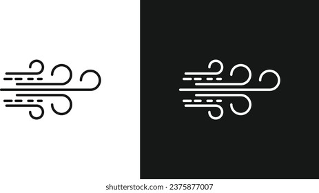 wind icon set. windy air vector symbol. breath blow sign in black and white color.