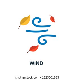 Icono de viento. Elemento sencillo de la colección de otoño. Icono de Viento Creativo para diseño web, plantillas, infografías y más