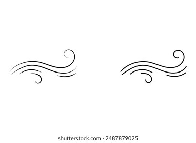 Wind icon. Simple illustration of wind vector icon for web. Wind icon in flat style. Blowing wind outline vector icon. Windy weather symbol, logo illustration. Vector illustration. Eps file 109.