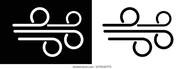 Wind icon vector illustartion, wind symbol trendy design template, isolated on black and white background