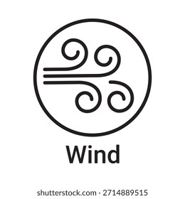 Icono de viento. Símbolo de línea de Vector para un Sitio web, tarjeta de producto, presentación y App móvil, embalaje o instrucción. Signo de esquema editable