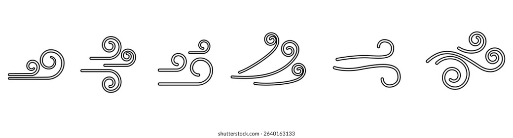 Wind icon vector set. Draft illustration sign collection. Weather symbol or logo.
