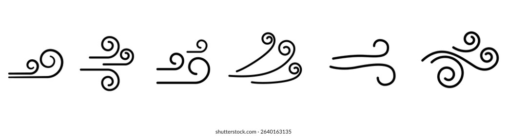 Wind icon vector set. Draft illustration sign collection. Weather symbol or logo.