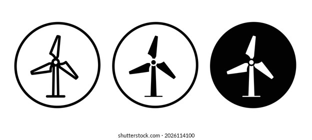 Wind icon, Windmill alternative wind turbine and renewable energy icon environment button, vector, sign, symbol, logo, illustration, editable stroke, flat design style isolated on white