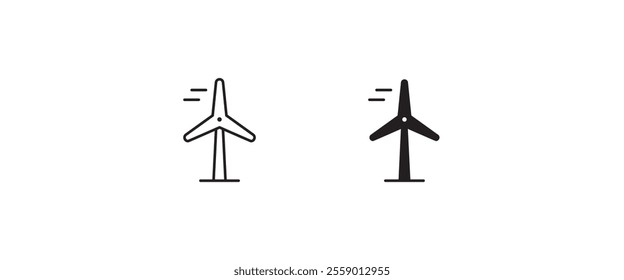 Wind icon, Windmill alternative wind turbine and renewable energy icon environment button, vector, sign, symbol, logo, illustration, editable stroke, flat design style isolated on white