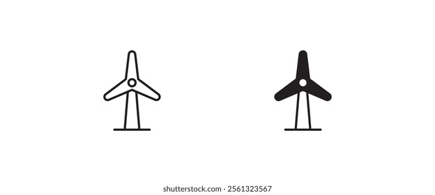 Wind icon, Windmill alternative wind turbine and renewable energy icon environment button, vector, sign, symbol, logo, illustration, editable stroke, flat design style isolated on white