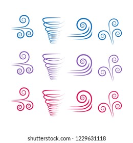 Wind icons. Climate and motion icons. Air vector symbol