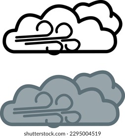 Wind Icons with Clouds. Vector Weather Icons. Windy Weather Illustration