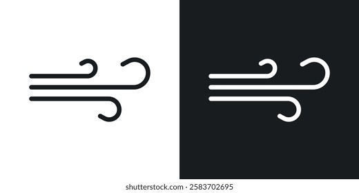 Wind icons collection in black and white filled and line versions