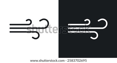 Wind icons collection in black and white filled and line versions