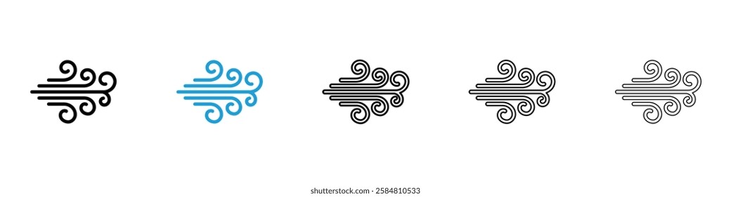Wind icons collection vectors in black and blue