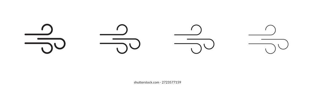 Wind icons designed in outline, line and stroke style