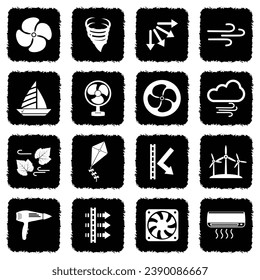 Wind Icons. Grunge Black Flat Design. Vector Illustration. 