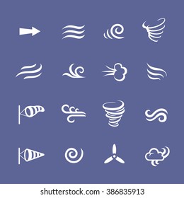 Wind icons nature, cool weather, climate 
