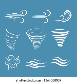 Wind icons nature, wave flowing