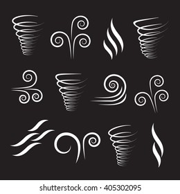 Wind icons nature, wave flowing, cool weather