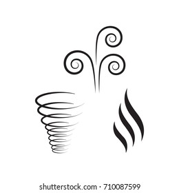 Wind icons nature, wave flowing, cool weather, climate and motion