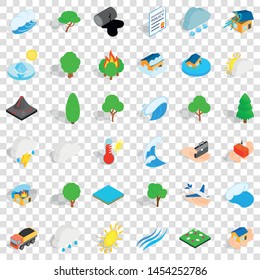 Wind icons set. Isometric style of 36 wind vector icons for web for any design