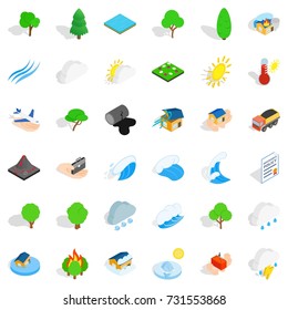 Wind icons set. Isometric style of 36 wind vector icons for web isolated on white background