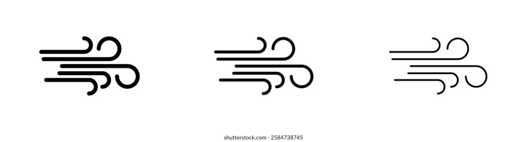 Wind icons in three different stroke lines