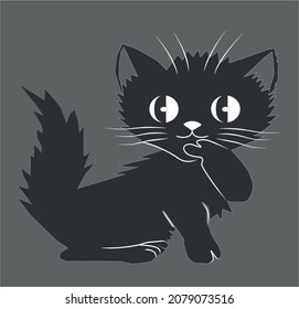 Windgrafik einer süßen schwarzen Katze